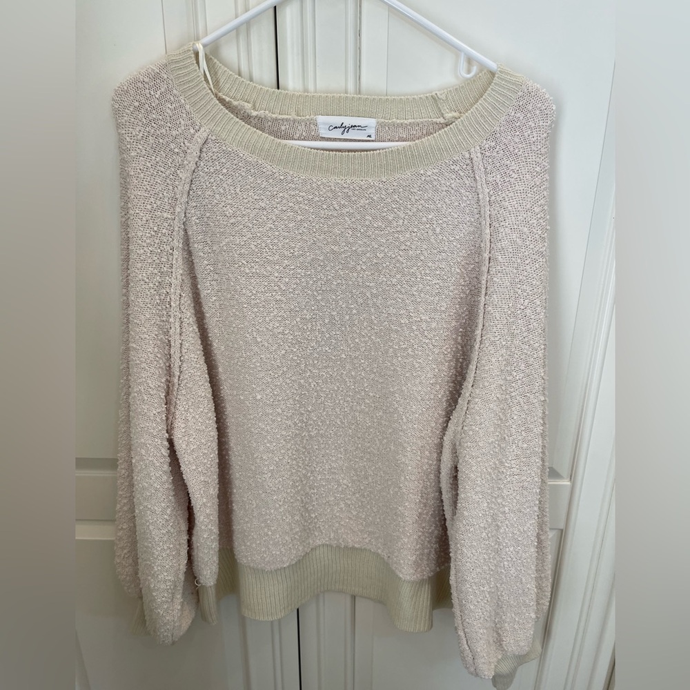 Carly Jean Los Angeles Neutral Textured Knit Pullover Sweater Size M/L